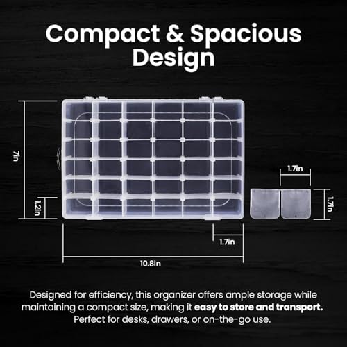 Budreu 4pack 36 Grids Plastic Clear Organizer Box Bead Storage Containers with Adjustable Dividers for Craft Jewelry Fishing Tackles Parts Storage with 4 Sheets Label Stickers - Image 2