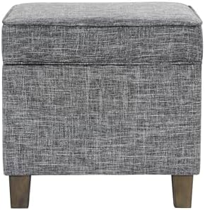 HomePop Home Decor | K7342-F2182 | Classic Square Storage Ottoman with Lift Off Lid | Ottoman with Storage for Living Room & Bedroom, Slate Grey Large - Image 5