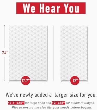 Cooyes Refrigerator Liners, Non-Slip Fridge Liners Washable, Absorbent Refrigerator Shelf Liner for Kitchen Cabinets, Non-Adhesive Refrigerator Mats Fridge bin Liners 12" x 24", 6Pcs - Image 4