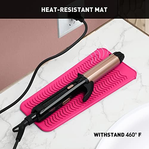 ZAXOP Heat Resistant Silicone Mat Pouch for Curling Irons & Flat Irons, 2-in-1 Travel Case & Cooling Pad for Hot Tools, Anti-Slip Countertop Protector, Pack Instantly Without Waiting to Cool(Hotpink) - Image 4