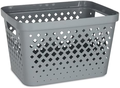 Glad Plastic Storage Basket Set, Value Pack of 6 | Open Storage Bins for Shelves, Bathroom, Pantry, Closet | Nesting Organizer Boxes with Handles, 4 Gallon, Grey - Image 2
