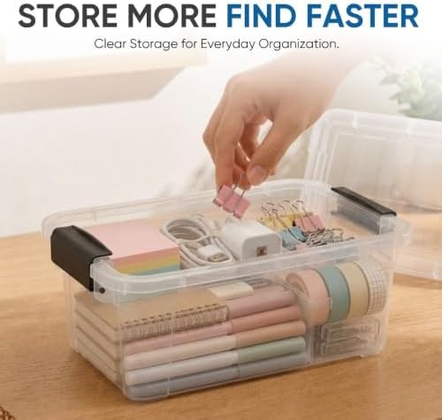 Superio 3.4 Quart Clear Plastic Storage Boxes with Lids, Stackable Organizer Containers, BPA-Free Storage Bins for Home, Office, School & Dorm, 1 Pack - Image 3