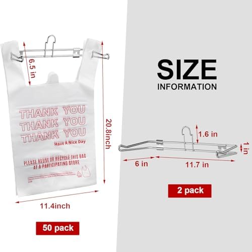 Lounsweer 2 Pcs Grocery Bag Holder with 50 Bags, Wall Mount Rack Storage - Image 2