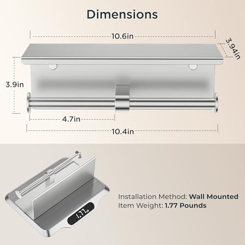 FORIOUS Toilet Paper Holder with Shelf, Commercial Toilet Paper Dispensers - Image 7