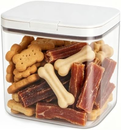 TBMax Large Dog Treat Container Bins 4.75 Qt with One-Press Flip-up Lid, Airtight Pet Dog Cat Treat Jar for Countertop, Pet Biscuit Canister Cookie Holder by TBMax
