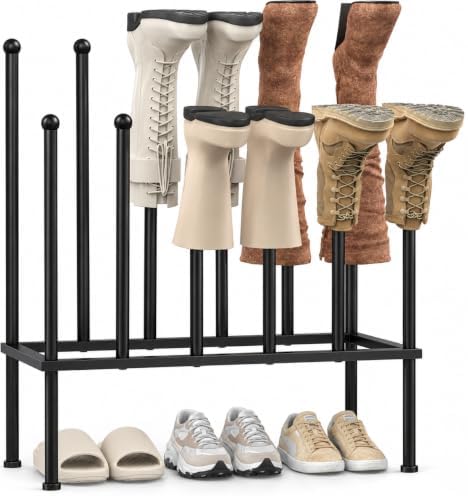 PLKOW 2-Tier Metal Boot Rack Organizer for 6 Pairs, Black by PLKOW
