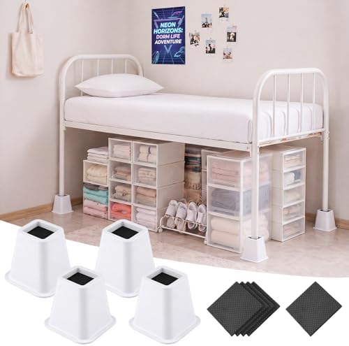 Novabright 6 Inch 4 Pack College Dorm Bed Risers,White by Unknown