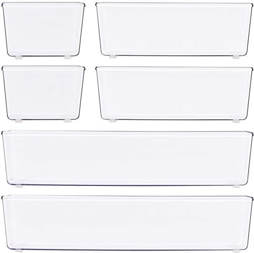 Simple Houseware Clear Desk Drawer Organizer, Assorted Sizes, 6 Packs - Image 2