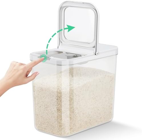 Large Rice Storage Container 20 - 25 Lbs, Airtight Flour Container & Scoop by TBMax