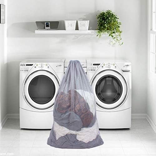 2 Pack Mesh Laundry Bags 24 x 36 Inches Drawstring Bag Grey - Image 6