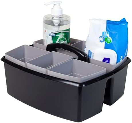 Storex 2-Compartment Large Cleaning Caddy – Multipurpose Supply Organizer with Handle - Black, 1-Pack (00973A06C) - Image 5
