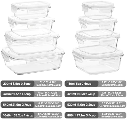 Vtopmart 8 Pack Glass Food Storage Containers with Lids White - Image 2