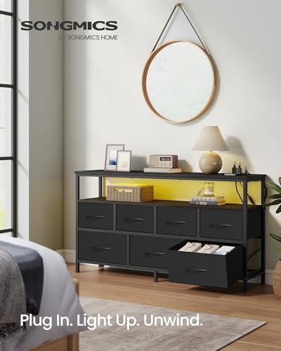 SONGMICS Dresser with App-Controlled LED Lights, 7 Fabric Drawers Dresser - Image 3