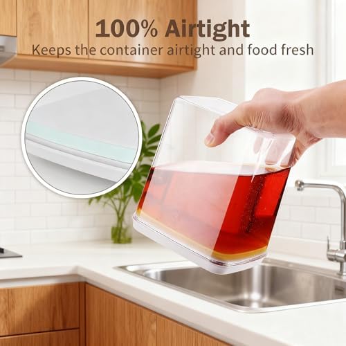 Pop Food Storage Containers Set Airtight Food Storage Containers with Pop Lids, Kitchen Pantry Organization and Storage, Cereal, Rice, Flour, Pasta & Snack Container, BPA Free, 3 x 1.2Qt - Image 3
