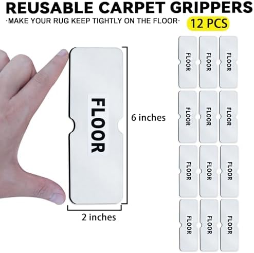 Reusable Rug Tape Grippers,Carpet Tape No Damaging for Hardwood Floors 16Pc - Image 2