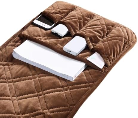 Brilliant Sunshine Chocolate Velvet Couch Armrest Organizer, 35"×13" - Image 4