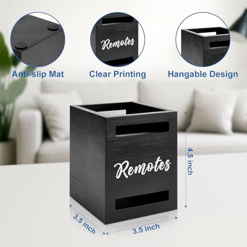Black Wooden Table Remote Holder Wall Mount Nightstand TV Controller Caddy - Image 4