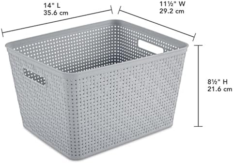 Sterilite Tall Basket, Woven Plastic Storage Organizer Bin, Cement, 6-Pack - Image 3