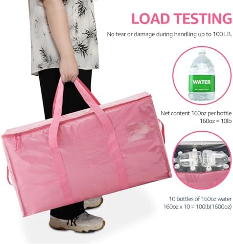 Moving Bags Heavy Duty Extra Large, Moving Boxes, Moving Supplies Essentials,Storage Bins with Lids, Plastic Packing Totes, Storage Bags for Clothes with Handles & Zippers(Pink, 8 Pack) - Image 6
