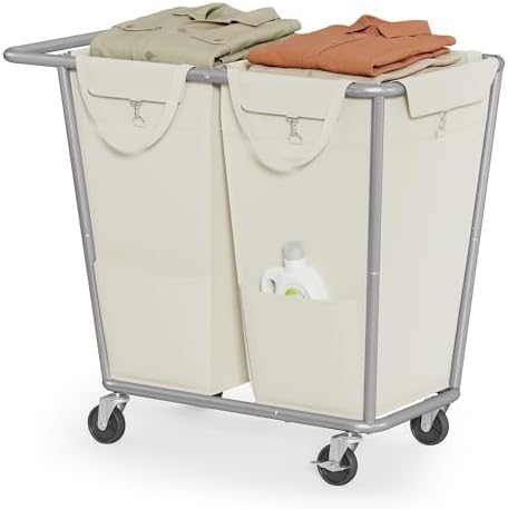 SONGMICS 2-Section Laundry Basket with Wheels, 50.2 Gallons (190 L) Hamper by SONGMICSbySONGMICSHOME