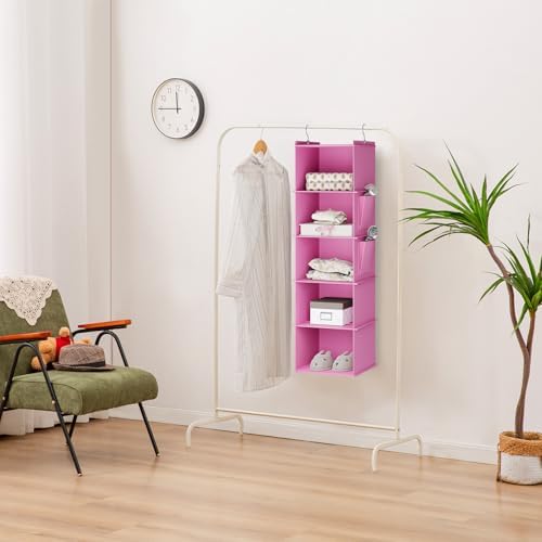 YOUDENOVA Hanging Closet Organizer and Storage, 5-Shelf, Light Pink - Image 2