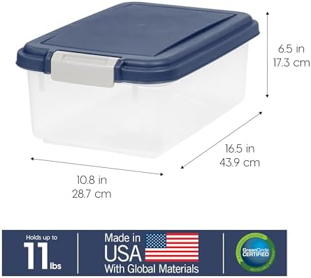 IRIS USA Dog Food Storage Container, Up to 11 lbs, Navy, Made in USA - Image 2