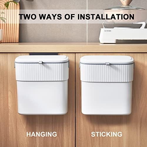 ELPHECO Hanging Trash Can with Lid, 2.5 Gallon, Kitchen Compost Bin - Image 4