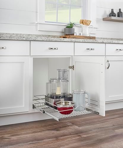 Rev-A-Shelf Steel Wire Pullout Drawer Organizer Shelf for Kitchen Cabinets, Slide Out Storage Basket, Min Opening Width of 20.5", 21" x 22", 5WB1-2122CR-1 - Image 2