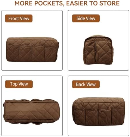 MEHIDFY Armchair Caddy, Waterproof Sofa Armrest Organizer, Non Slip Recliner Organizer, Remote Holder for Recline, Recliner Caddy with 14 Pockets Storage for TV Remote, Phone, Magazine (Brown) - Image 5