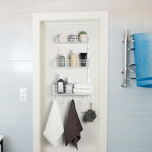 ETELI Over The Door Basket Organizer with 3 Mesh Baskets and 5 Hooks Heavy Duty Pantry Door Organizer Back of Door Storage Rack for Bathroom, Kitchen, Office, White - Image 6