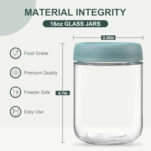 NETANY 12-pack 16oz Glass jars with Airtight Lids, Overnight Oats Containers with Lids, Wide mouth Mason Salad jars, Glass Food Storage Containers for Snacks Yogurt Spice Sugar - Image 2