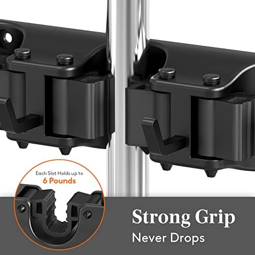 Lifewit Mop and Broom Holder Organizer Wall Hanging Mount, Black, 1 Pack - Image 2