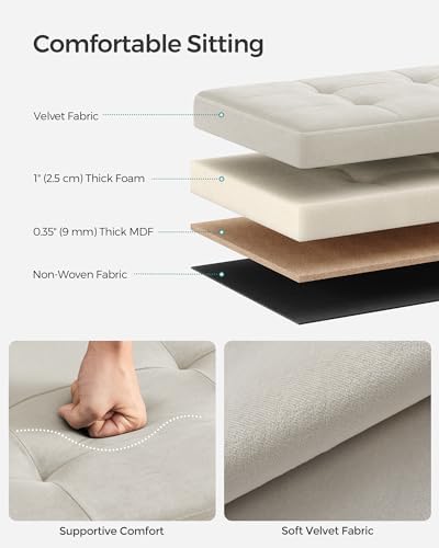 SONGMICS Storage Ottoman Bench, 43.3 Inches Velvet Foldable Foot Rest - Image 4