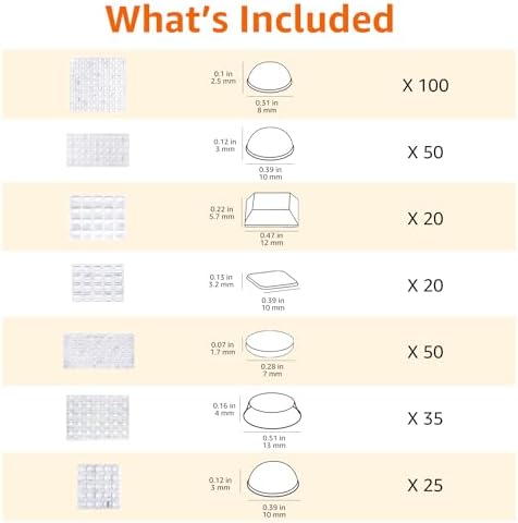 Amazon Basics Cabinet Door Bumpers, Clear Self Adhesive Pads for Surface Protection, Noise Reduction and Sound Dampening, Rubber Stoppers for Drawers and Cupboards, 300-Piece, 6.9 x 4.5 x 0.6 inch - Image 7