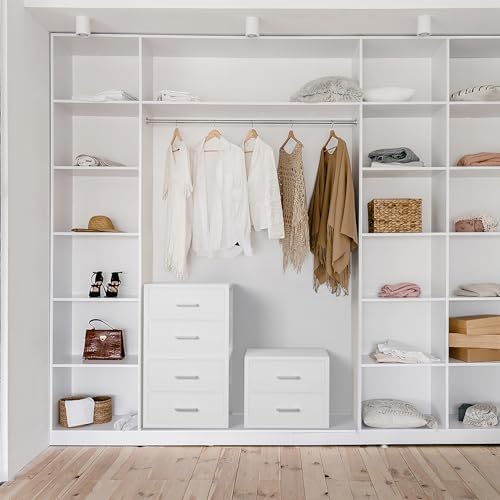 BOLUO Stackable Storage Drawers Closet Organizers and Storage Fabric White 2 Drawer Dresser for Bedroom Modern - Image 2