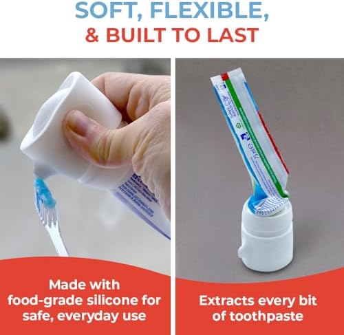 Chrome Cherry SqueezMe EasyPump Toothpaste Dispenser Cap, No-Mess Dispensing for Kids and Adults, Easy Installation, Fits Most Standard Tubes Up to 230g, White, 1-Pack - Image 5