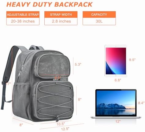 Bagenius Heavy Duty Mesh Backpack, 30L See Through Large Capacity Beach Bag - Image 3
