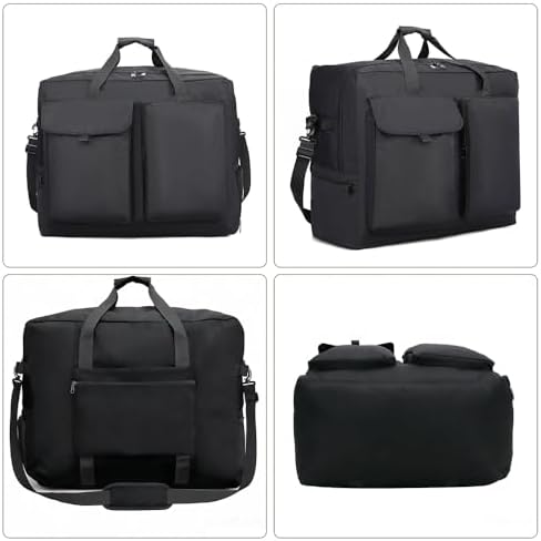 80L Foldable Travel Duffel Bag with Shoe Compartment & Trolley Sleeve, Lightweight Luggage Organizer for Travel,Camping, Moving, Gym - Image 6