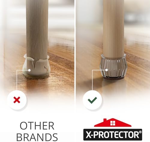 24 PCS Chair Leg Floor Protectors with Felt Pads X-Protector - 1.4" - 1.8" - Furniture Pads for Hardwood Floors - Clear Chair Pads - Floor Protectors for Chairs - Brown Chair Leg Covers! - Image 2
