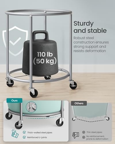SONGMICS Laundry Basket, Rolling Steel Frame with 2 Locking Wheels, 190 L - Image 7