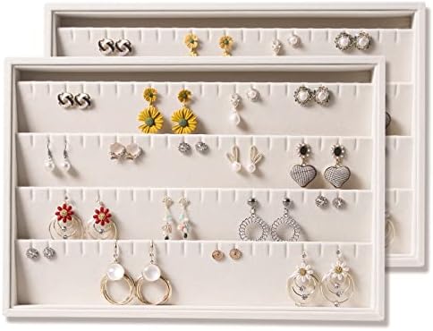 Coward 2PC Stackable Earring Tray Drawer Jewelry Holder Organizer Box Storage Earring Display Stand for Selling (beige(earring+earring)) by FocusOnJewelryDisplay15yrs
