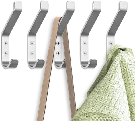 GlazieVault Coat Hooks – Door Hook (5 Pack) - Heavy Duty Wall Mounted - Premium Design Rust Free Hooks by GlazieVault