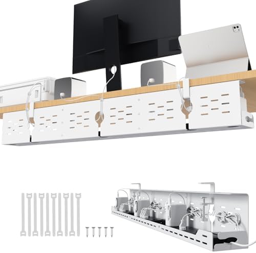 Univivi Under Desk Cable Management Tray, Cable Management, 48 inch, White by Univivi