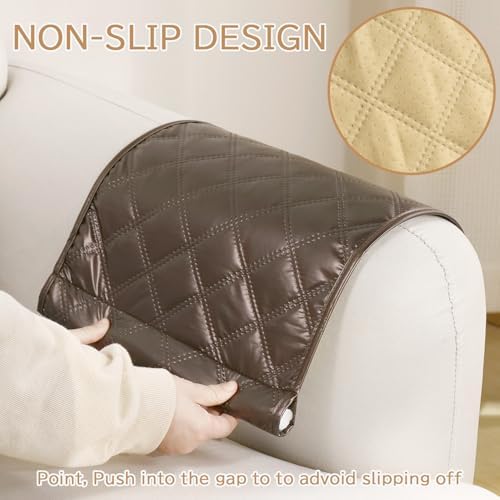 Remote Control Holder for Armchair, Couch Recliner Chair Caddy, Non-Slip Arm Chair Caddy for Recliner with 5 Pockets for Table, Ipad, Magazines, Arm Chair Bedside Caddy Storage Organizer (Brown) - Image 2