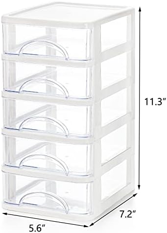 Hedume Desktop Drawer, Clear 5 Drawer Desktop Storage Unit, White Frame with Clear Drawers, Drawer Unit - Image 3