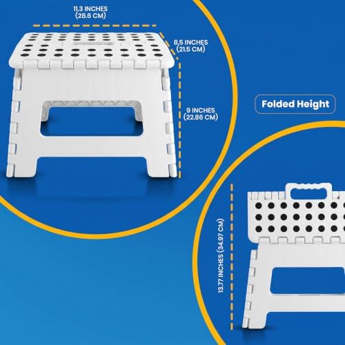 Utopia Home Folding Step Stool 9 Inch, Anti-Slip, White, 2-Pack - Image 5