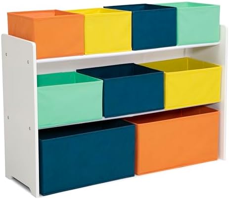 Delta Children Deluxe Multi-Bin Toy Organizer with Storage Bins - Greenguard Gold Certified, White with Navy/Green/Pastel Bins by DeltaChildren