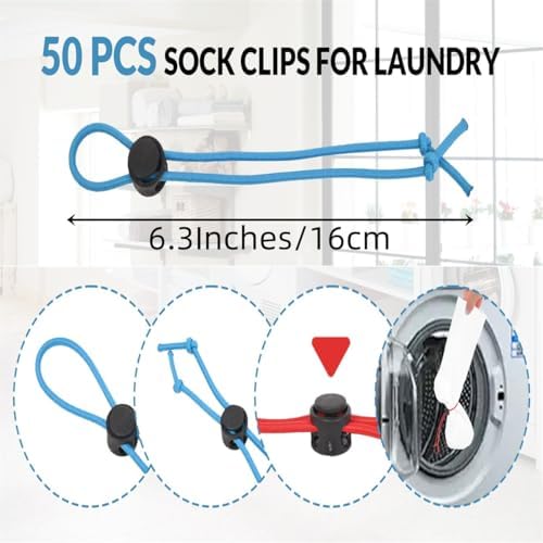50Pcs Sock Clips - Amazing Laundry Sock Holder and Tie Clips - Organizer for Washing Machine and Dryer - Image 4