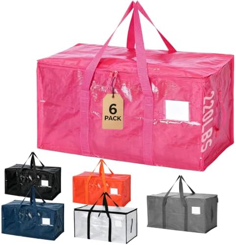 6Pcs Heavy Duty Extra Large Moving Bags Multicolor Storage Totes Fold Flat by SOLUSTRE
