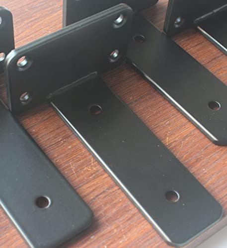 6 Pack - 5 inch Black Hidden L Shelf Bracket (1/5 Inch Thicked) Iron Floating Shelf Brackets Rustic Industrial Metal Brackets for Shelf Support - Image 4